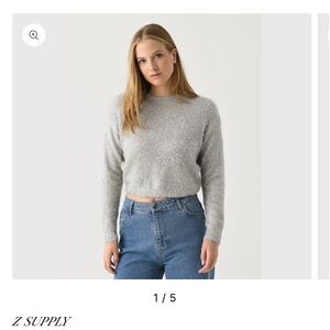 Z Supply Shimmering TINSELTOWN Silver Crew Neck Sweater